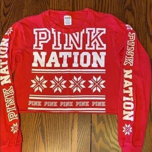 VS PINK Nation Cropped Top - Red